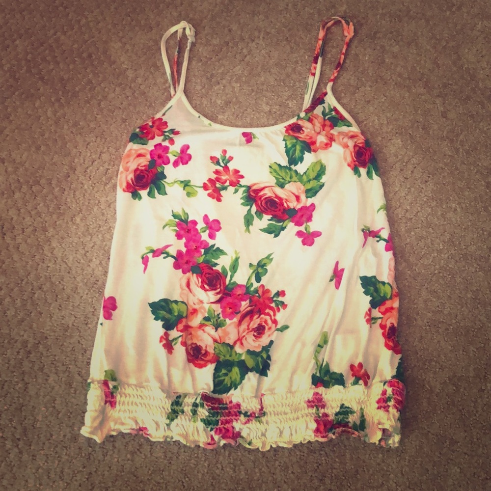 Spaghetti strap floral tank top.